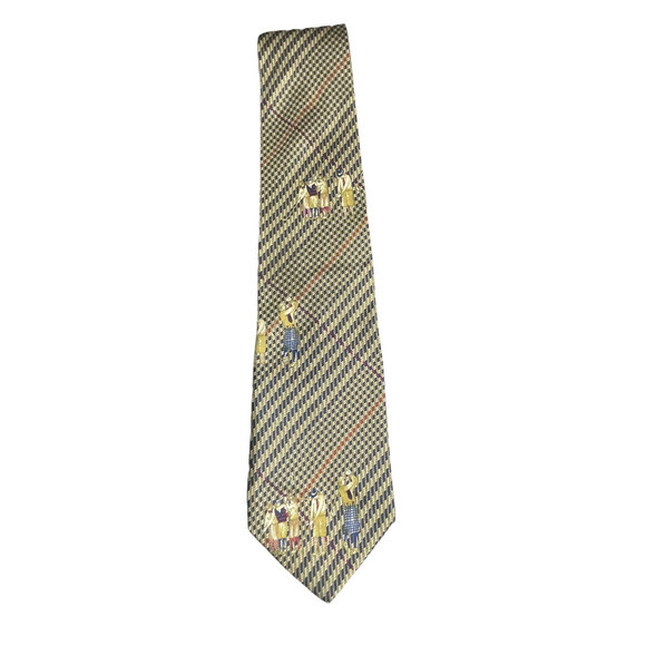 417 Van Heusen Designer 100% Silk Necktie Golf Pattern Payne Stewart Vintage USA - Picture 1 of 5